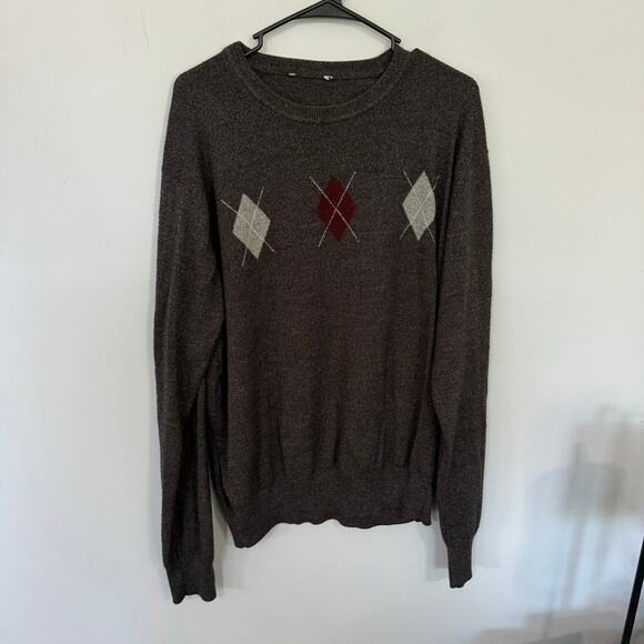 Falls Creek Gray Pullover Sweater w/ Argyle Front Approx Men's Size XL - Picture 1 of 5